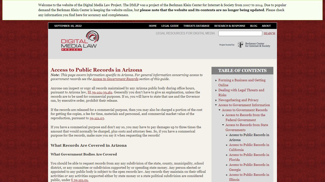 Access to Public Records in Arizona | Digital Media Law Project